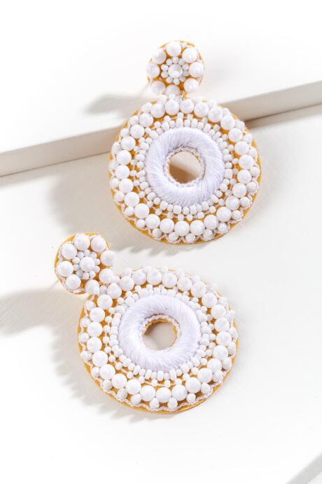 Francesca's Kate Beaded Statement Earrings - White