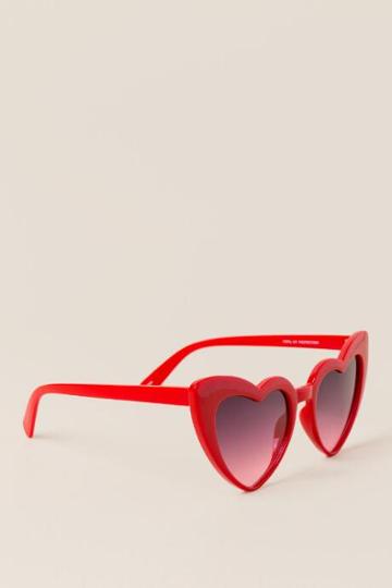 Francesca's Girl Next Door Heart Sunglasses - Red