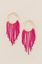 Francesca's Tawny Seedbead Tassel Hoop Earring - Neon Pink