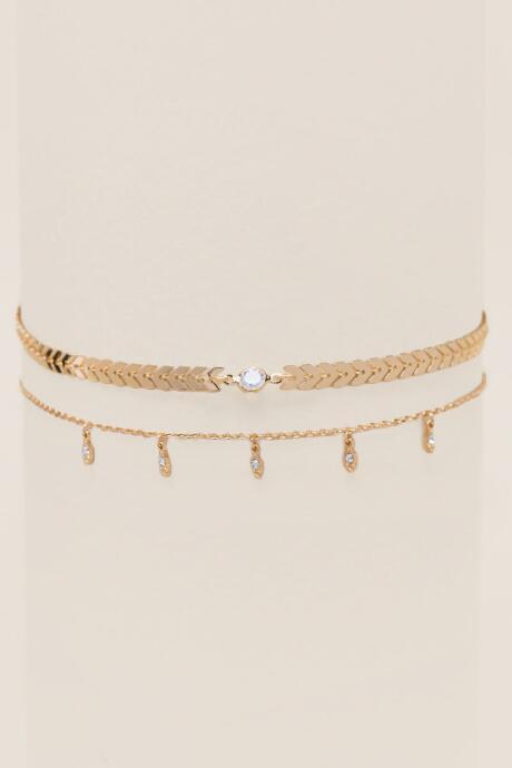Francesca's Sarah Cubic Zirconia Choker Set - Gold