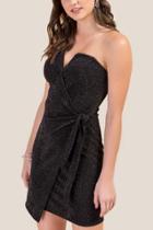 Francesca's Emerson Wrap Front Dress - Black