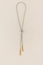 Francesca's Kasara Beaded Tassel Wrap Necklace - Gray