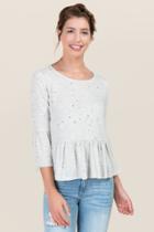 Miami Mira Bell Sleeve Distressed Knit Top - Heather Gray