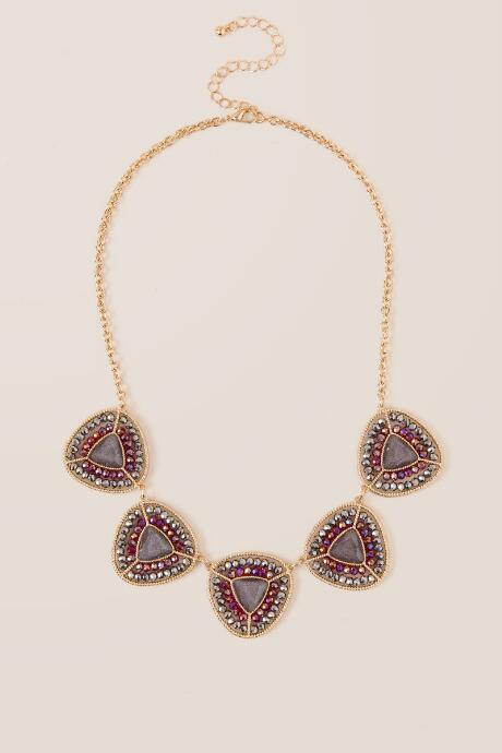Francesca Inchess Irelynne Beaded Statement Necklace In Wine - Purple