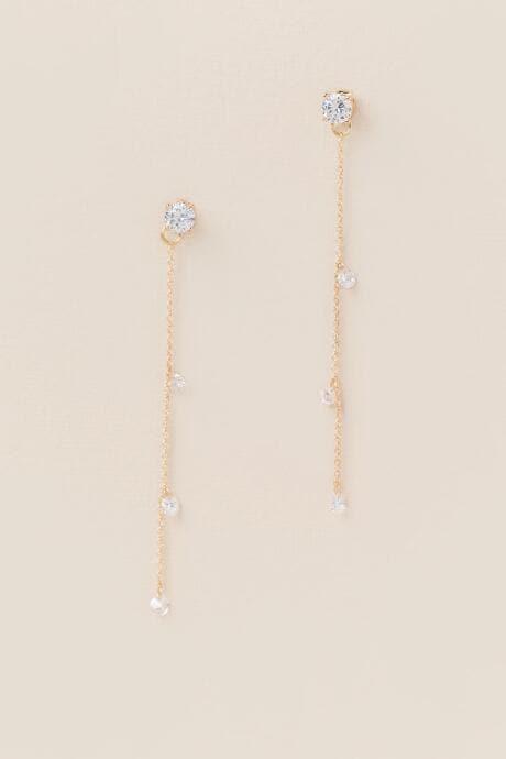 Francesca's Edith Cubic Zirconia Chain Drop Earring - Crystal