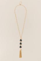 Francesca's Ember Stone Tassel Pendant - Black