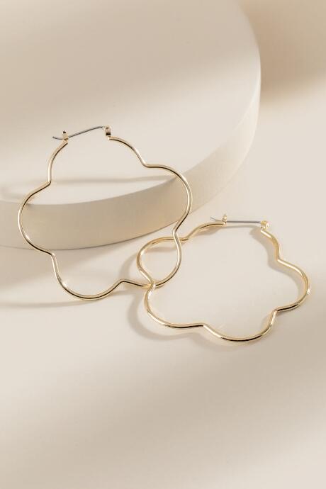 Francesca's Lina Metal Flower Hoops - Gold