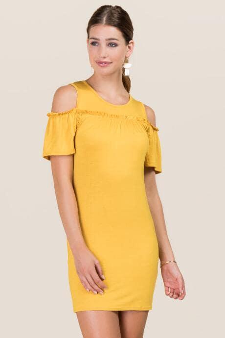 Alya Kerria Cold Shoulder Shift Dress - Marigold