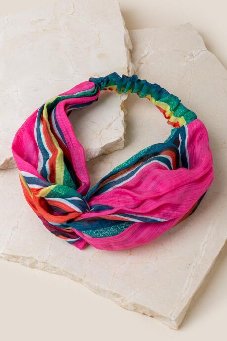 Francesca's Selena Striped Headband - Pink