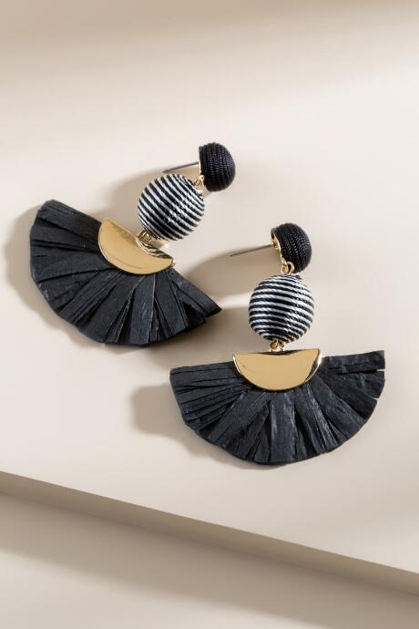 Francesca's Joy Raffia Statement Earrings In Black - Black