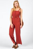 Francesca's Santina Button Tank Jumpsuit - Terracotta