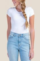 Francesca's Isabella Jersey Crew Bodysuit - White