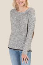 Francesca's Patrice Elbow Patch Sweater - Taupe