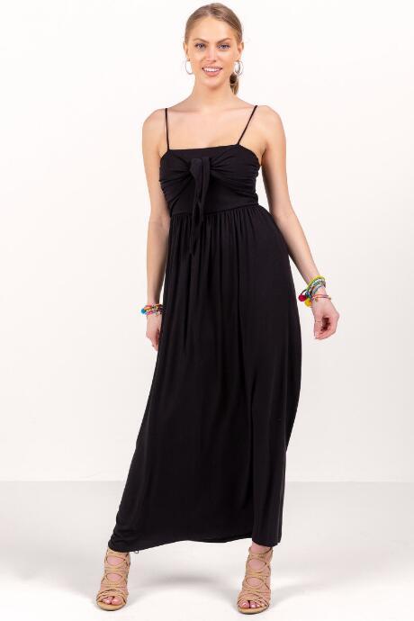 Francesca's Christine Tie Front Knit Maxi Dress - Black