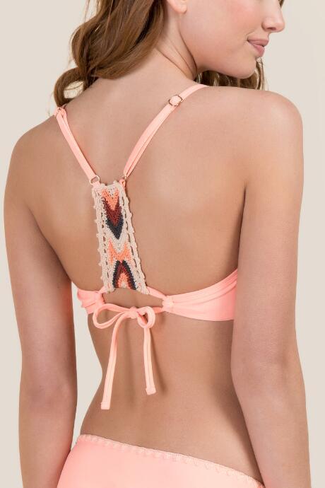 Francesca's Slate Crochet Back Swimsuit Top - Coral