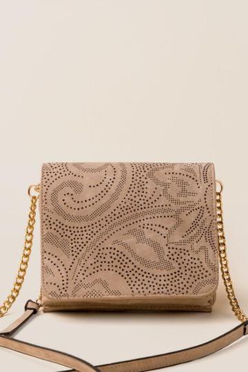 Francesca's Veronica Perforated Crossbody - Tan