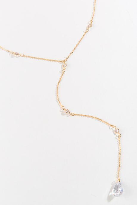 Francesca's Esme Cz Teardrop Y Necklace - Gold