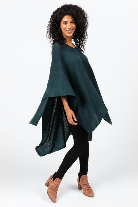 Francesca's Susie V Neck Poncho - Forest