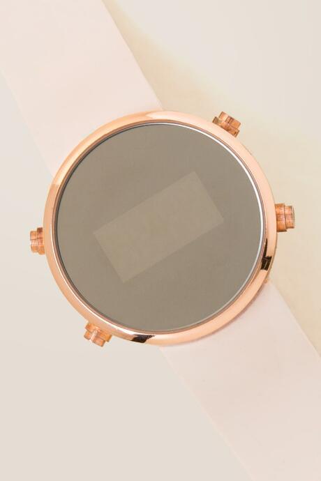 Francesca's Ellum Rose Gold Digital Watch - Nude