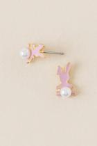 Francesca's Bunny Pearl Tail Stud Earring - Pink