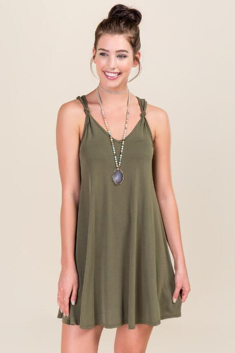 Alya Georgina Knot Shift Dress - Dark Olive