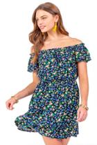 Francesca's Carey Floral Off The Shoulder Dress - Black