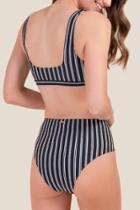 Francesca's Marissa High Waist Swimsuit Bottoms - Black/white
