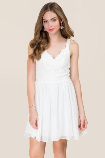 Francesca's Nava Circle Lace A-line Dress - White