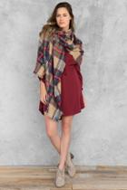 Francesca's Pretty Plaid Wrap - Tan