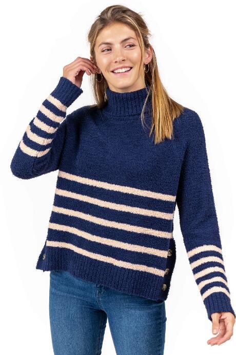 Francesca's Kaden Turtleneck Sweater - Navy