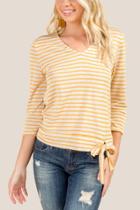 Francesca Inchess Sunny Stripe Bow Front Top - Marigold