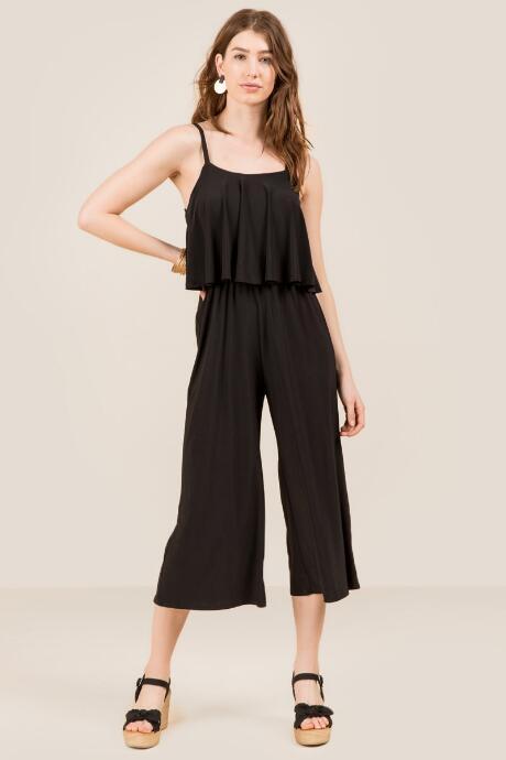 Francesca's Harlow Layered Gaucho Jumpsuit - Black