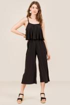 Francesca's Harlow Layered Gaucho Jumpsuit - Black