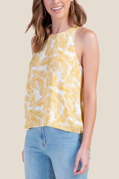 Francesca Inchess Katerina Palm Print Tank Top - Ivory