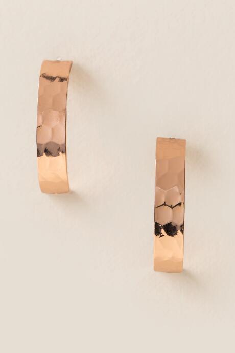 Francesca's Kendra Paddle Bottom Hoop Earring In Rose Gold - Rose/gold