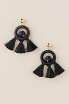 Francesca's Bree Circle Thread Tassel Earrings - Black