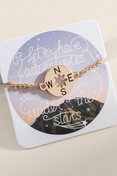 Francesca's Compass Pull Tie Bracelet - Gold