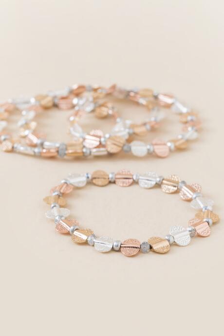 Francesca's Candice Mixed Metal Stretch Set Bracelet - Mixed Plating