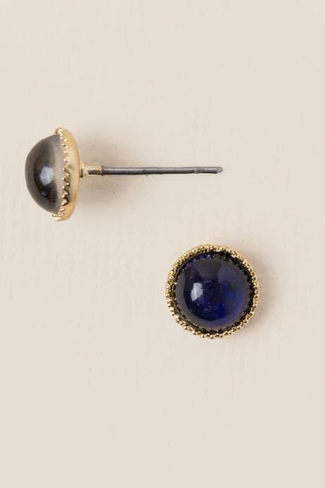 Francesca's Brie Mood Stone Stud Earring - Navy