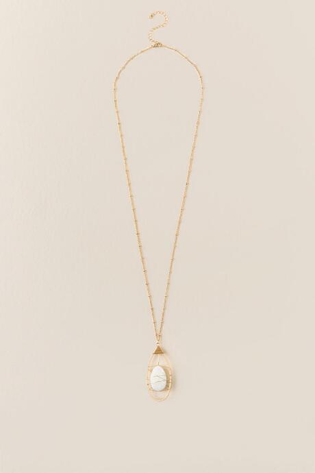 Francesca Inchess Elle Caged Druzy Pendant - White