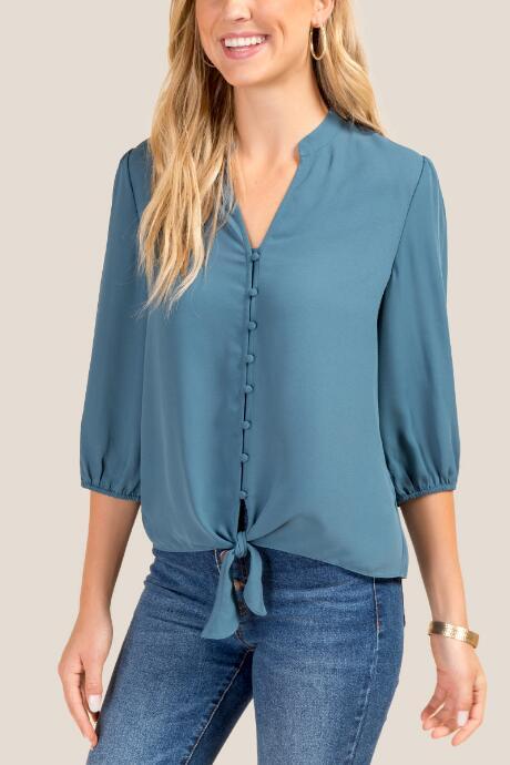 Francesca's Ophelia Button Down Blouse - Dark Teal