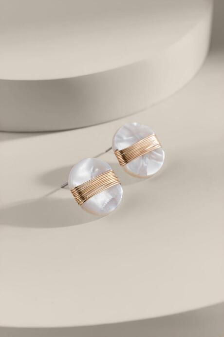 Francesca's Makayla Wire Wrapped Stud Earrings - White