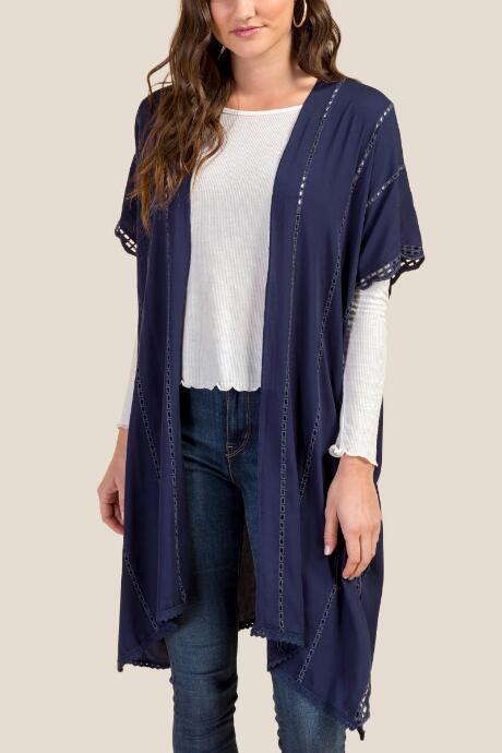 Francesca's Sammy Scallop Edge Ruana - Indigo