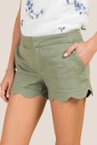 Francesca Inchess Isidora Scallop Trim Chino Pocket Shorts - Dark Olive