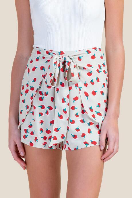 Francesca Inchess Layla Front Tie Apple Shorts - Red