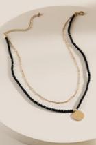 Francesca's Jadyn Beaded Circle Pendant Necklace - Black