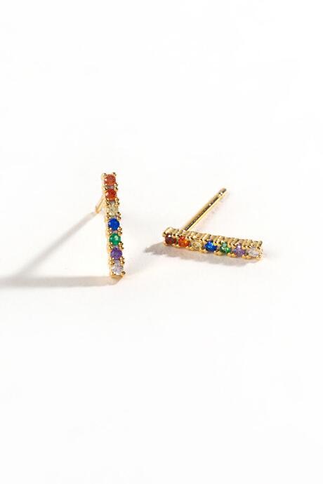 Francesca's Alexandria Rainbow Pav Studs - Multi
