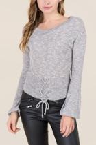 Alya Bliss Corset Pullover Sweater - Heather Gray