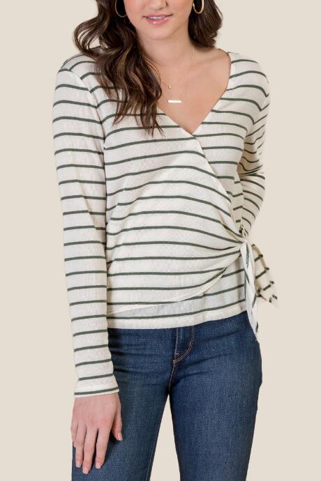 Francesca's Alayna Wrap Front Knit Top - Ivory