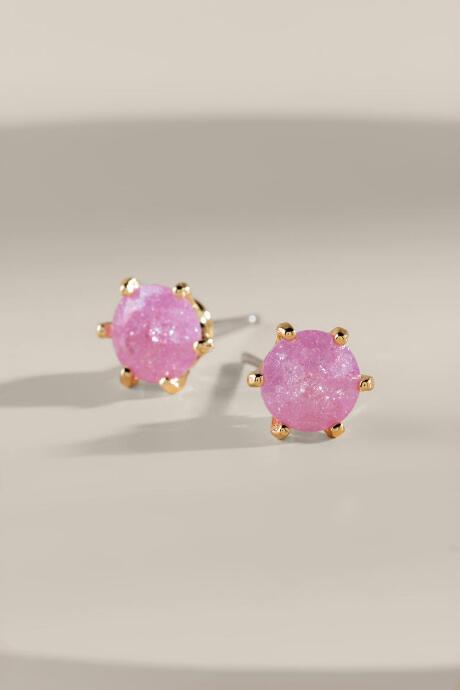 Francesca's Jane Crackle Cz Stud Earrings - Blush